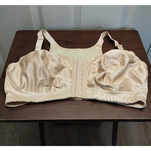 Underscore 38DDD Front-Closure Lace Detail Nude Beige Wireless Full Coverage Bra - Picture 1 of 7
